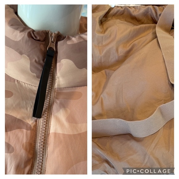 Fabletics Wonder Crush Tan Multi Camo Cropped Puffer Jacket in Teddy Size 1X - Picture 8 of 13